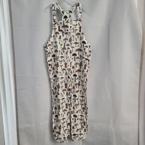 Unbrand Sz L-XL Mushroom All Over Print Lightweight Cotton Jogger Overalls
